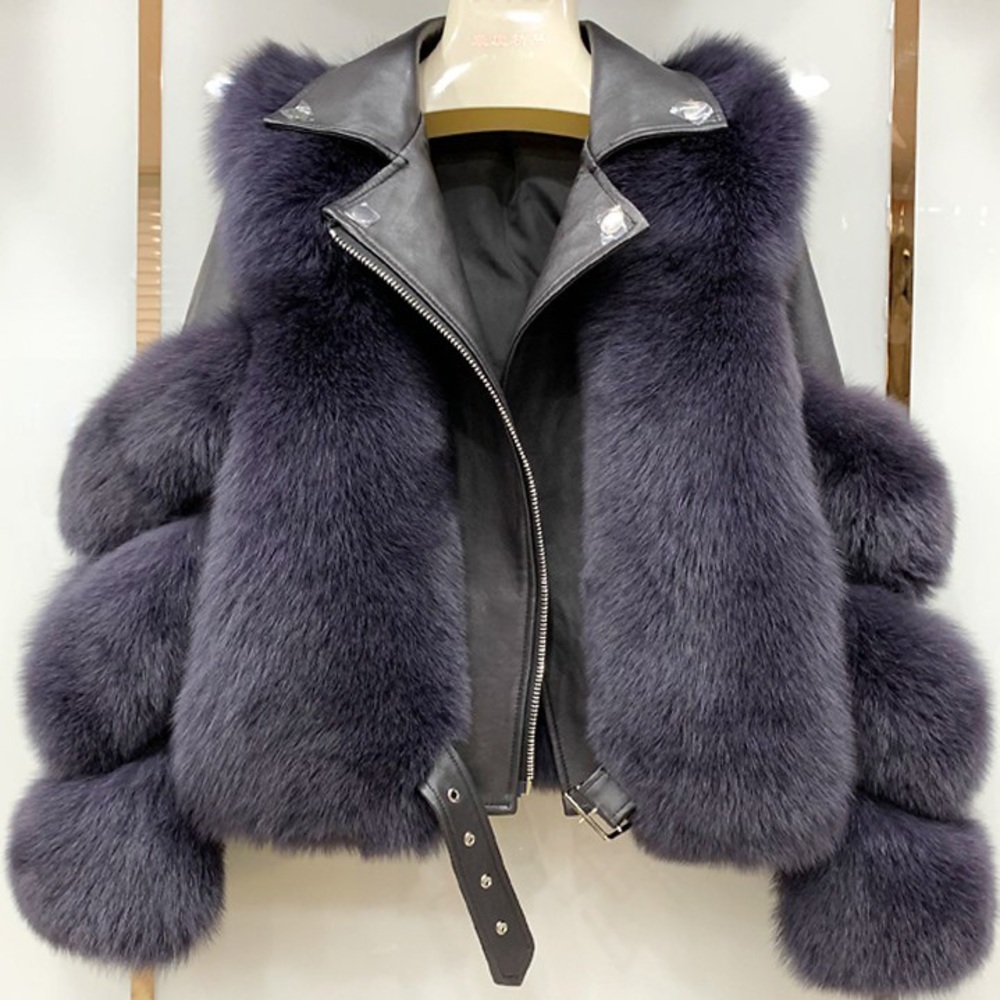 $475 made to order 🦊 fur leather jacket